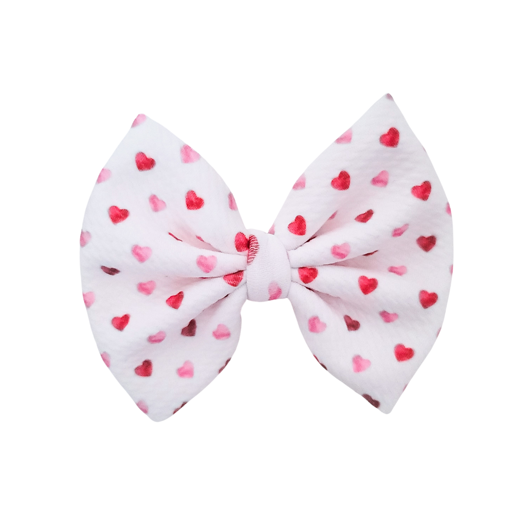 Sophia Hair Bow | Fabric Bow | Valentine Hearts