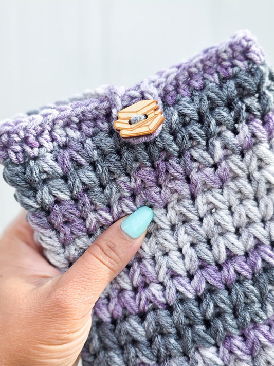 Crochet Kindle Cover/Sleeve - Purple Gray Multi