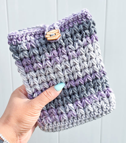 Crochet Kindle Cover/Sleeve - Purple Gray Multi
