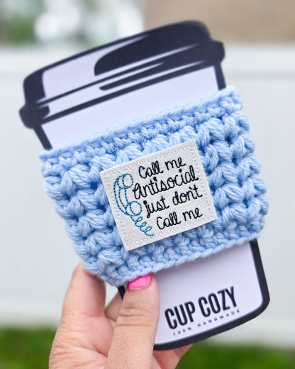 Crochet Coffee Cozy - Call Me Antisocial