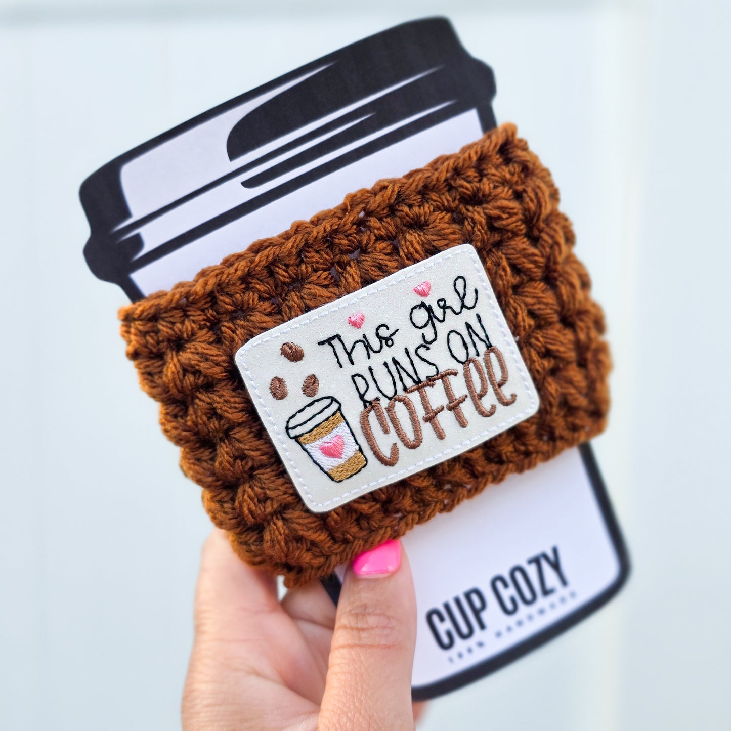 Crochet Coffee Cozy - Runs On Coffee