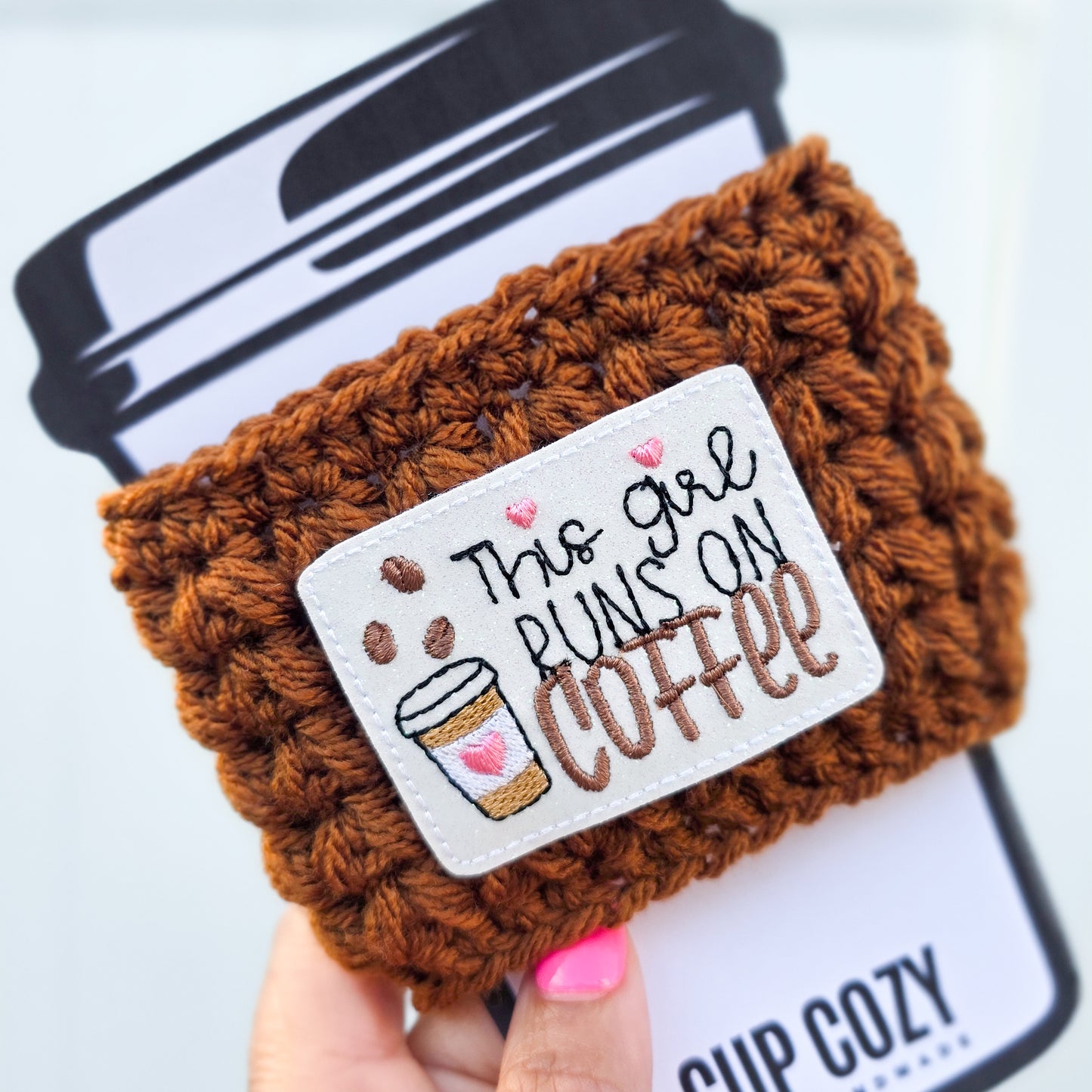 Crochet Coffee Cozy - Runs On Coffee