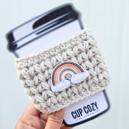 Crochet Coffee Cozy - Neutral Rainbow