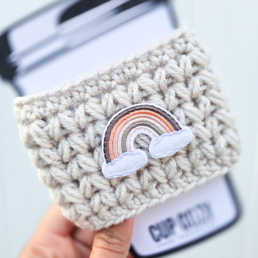 Crochet Coffee Cozy - Neutral Rainbow