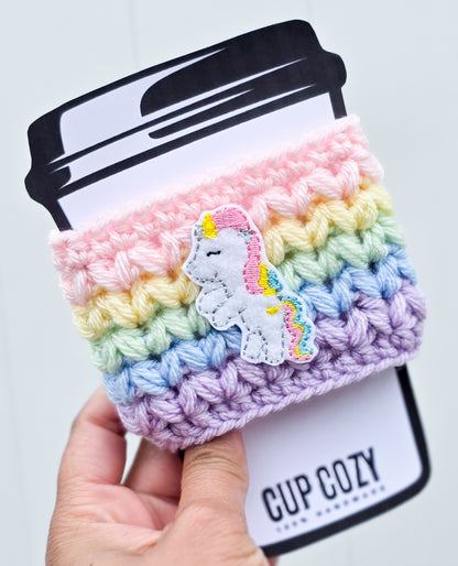 Crochet Coffee Cozy - Pastel Unicorn