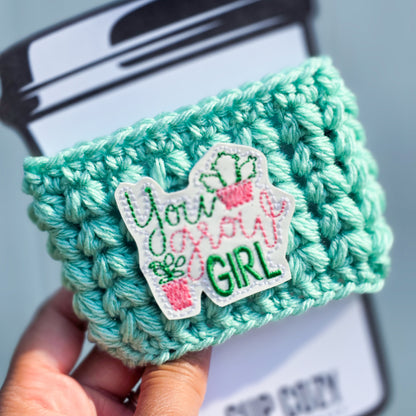 Crochet Coffee Cozy - You Grow Girl