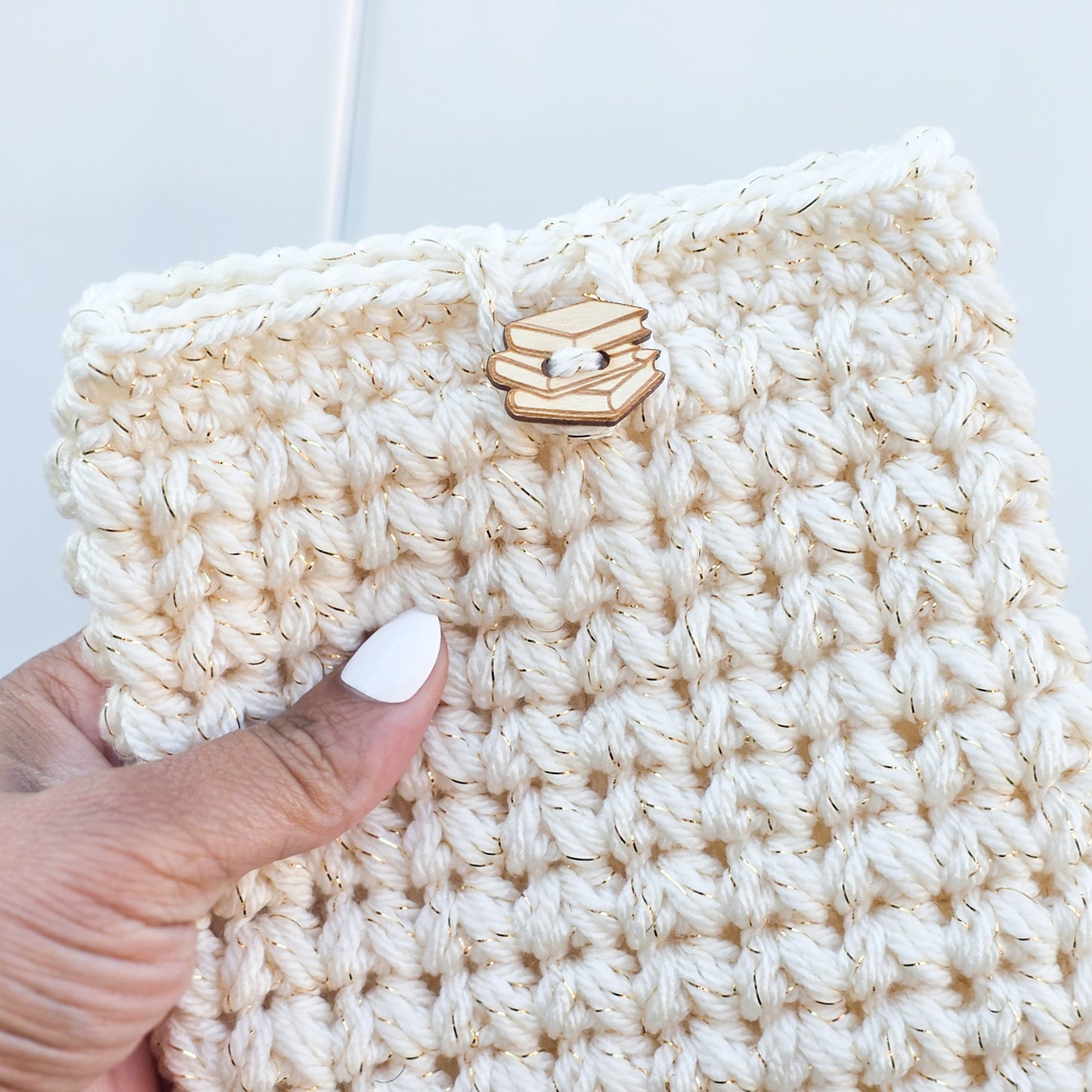 Crochet Kindle Cover/Sleeve - Cream Sparkle
