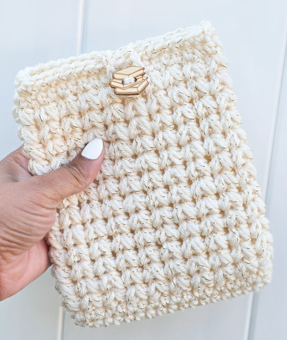 Crochet Kindle Cover/Sleeve - Cream Sparkle