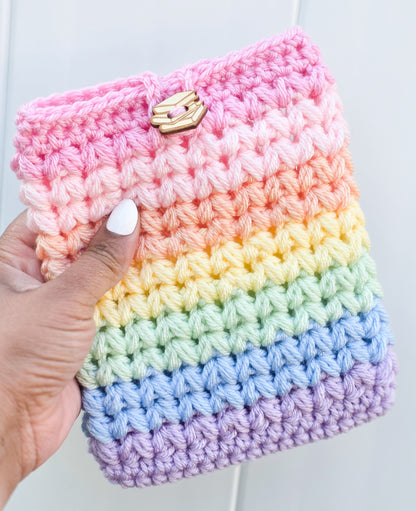 Crochet Kindle Cover/Sleeve - Pastel Rainbow