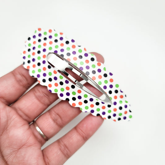 Scallop Snap Clip - Halloween Dots