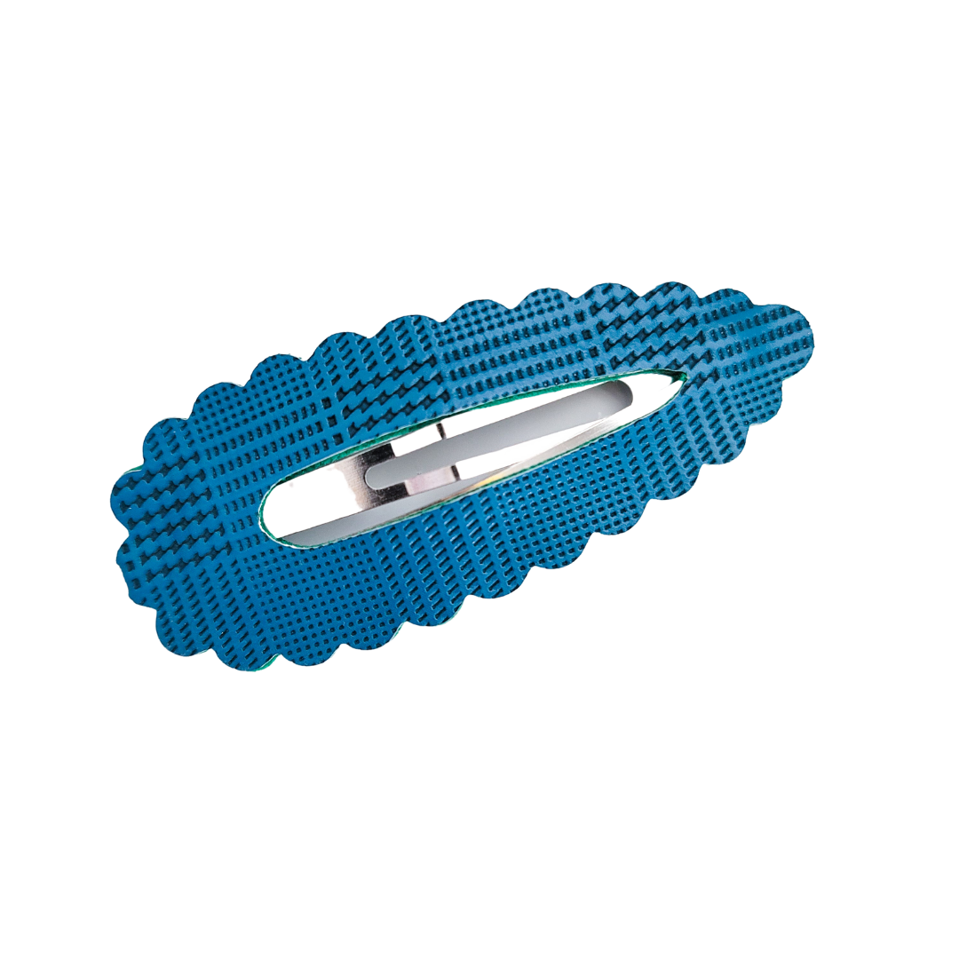 Scallop Snap Clip - Teal Embossed