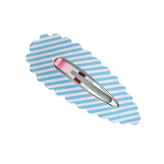 Scallop Snap Clip - Blue Stripes