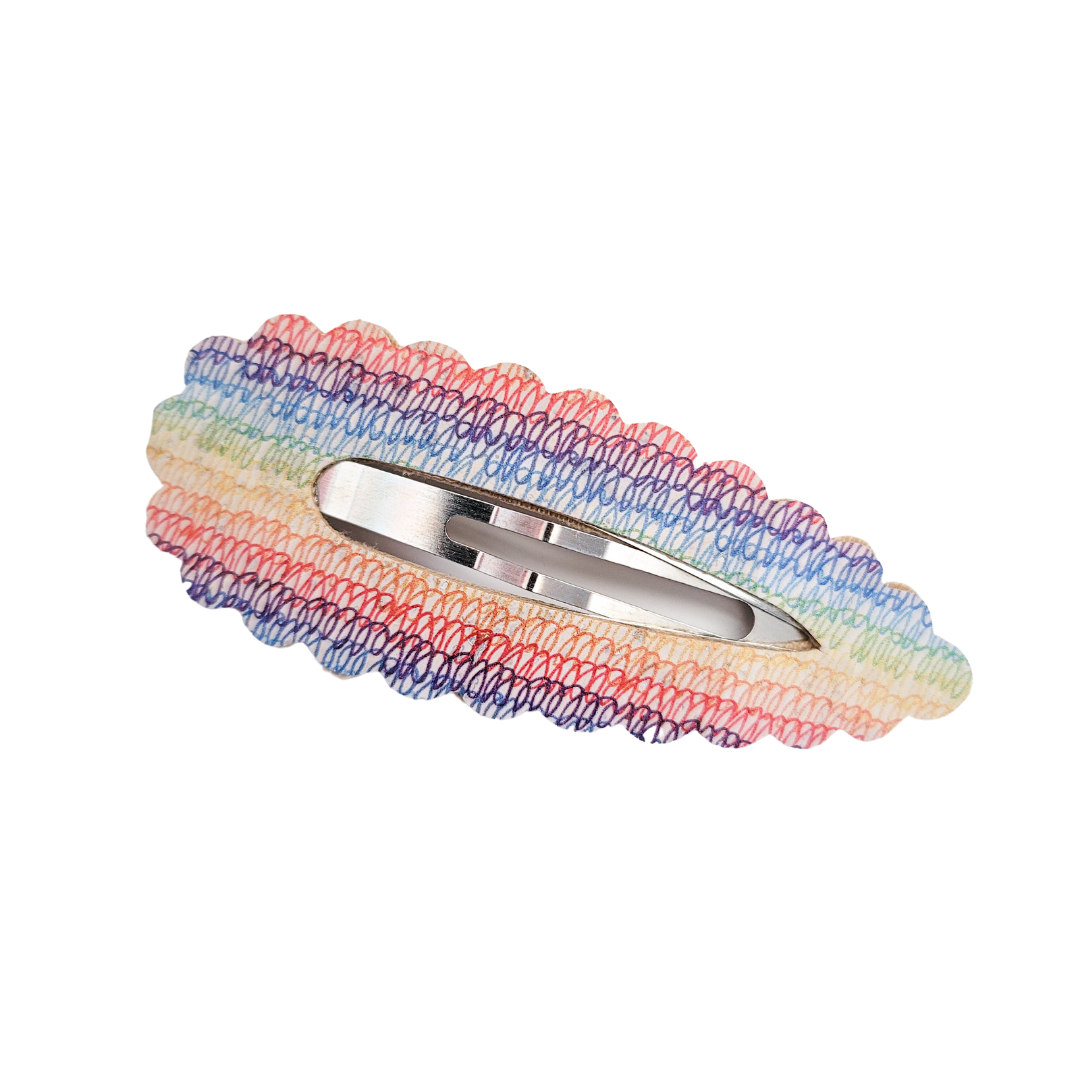 Scallop Snap Clip - Scribbles Distressed Cork