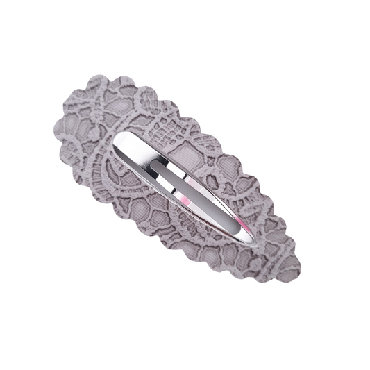 Scallop Snap Clip - Gray Lace