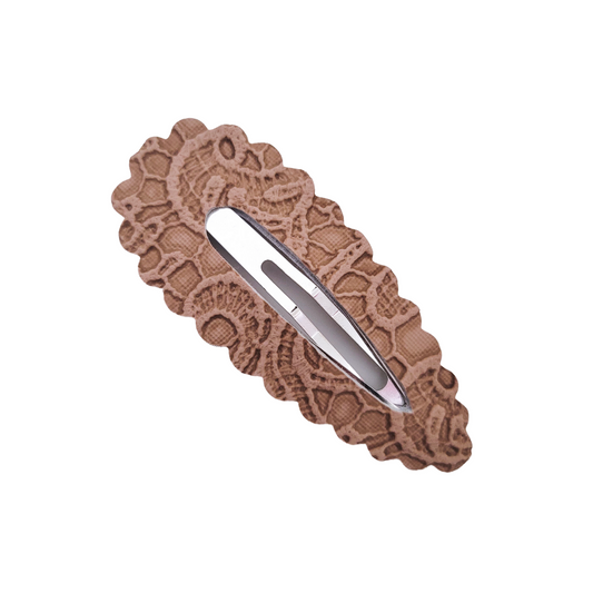 Scallop Snap Clip - Tan Lace